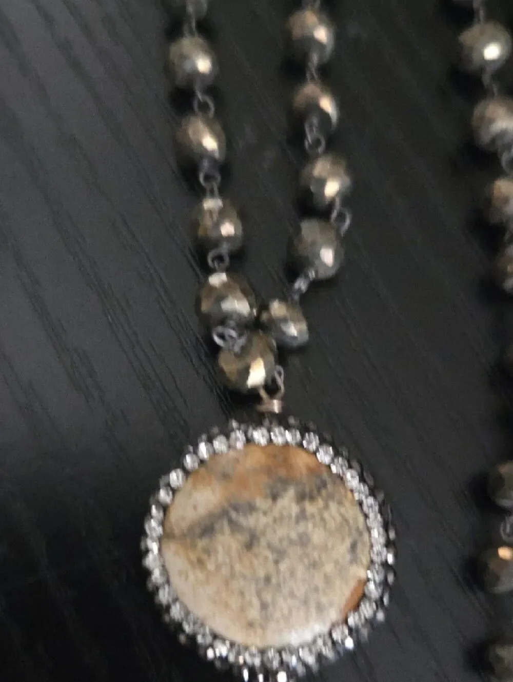 Vintage Long Necklack With Jasper Cabochones